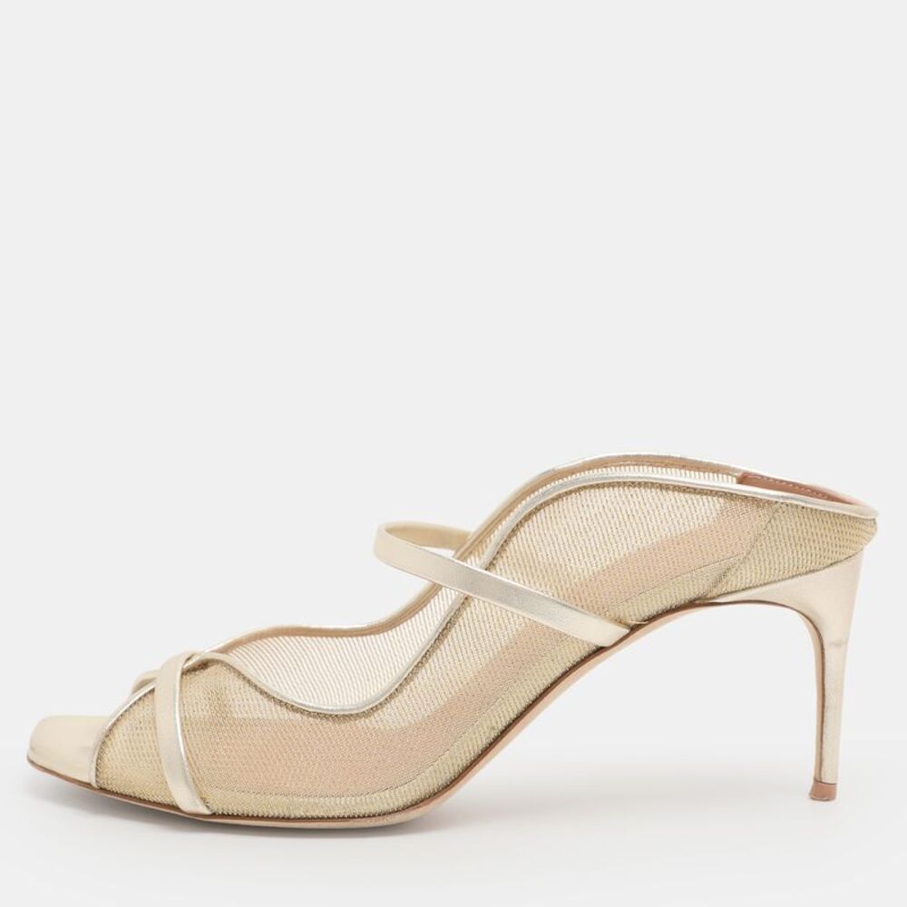Malone Souliers Noah Size 40 Gold Leather And Mesh Mules